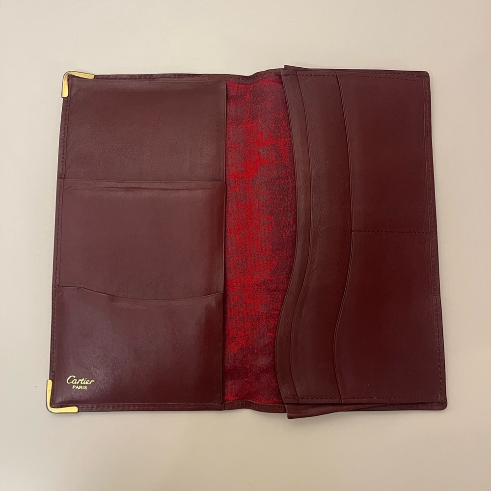 Cartier Burgundy Leather Card Holder with Gold Detail - Picture 4 of 14